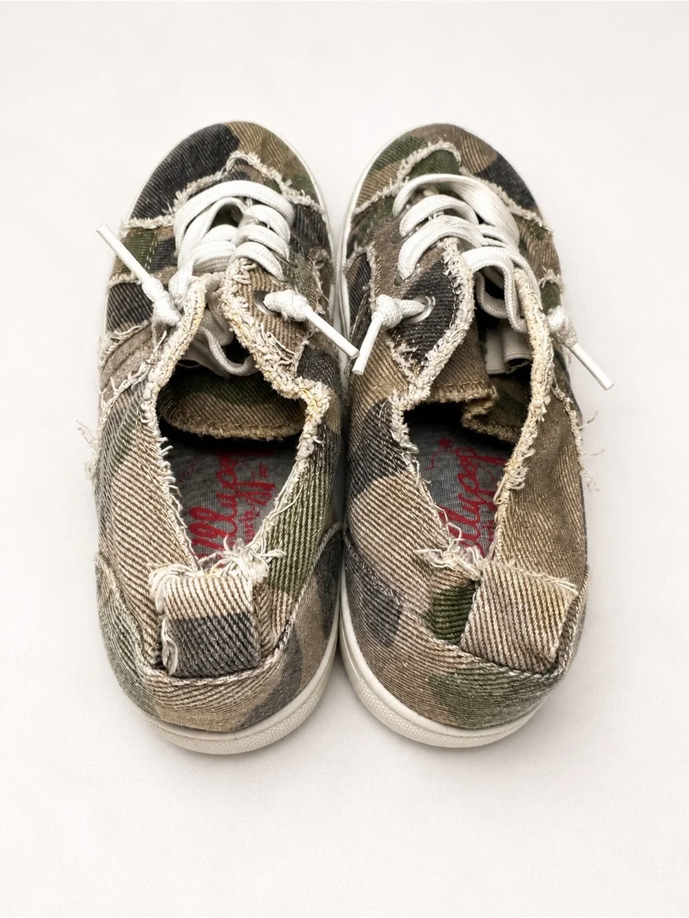 Kids Camouflage Canvas Sneakers Distressed Style Lace Up Size girls big 2